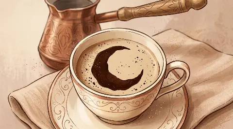 Türk kahvesi fincanının telvesinde beliren Ay şekli