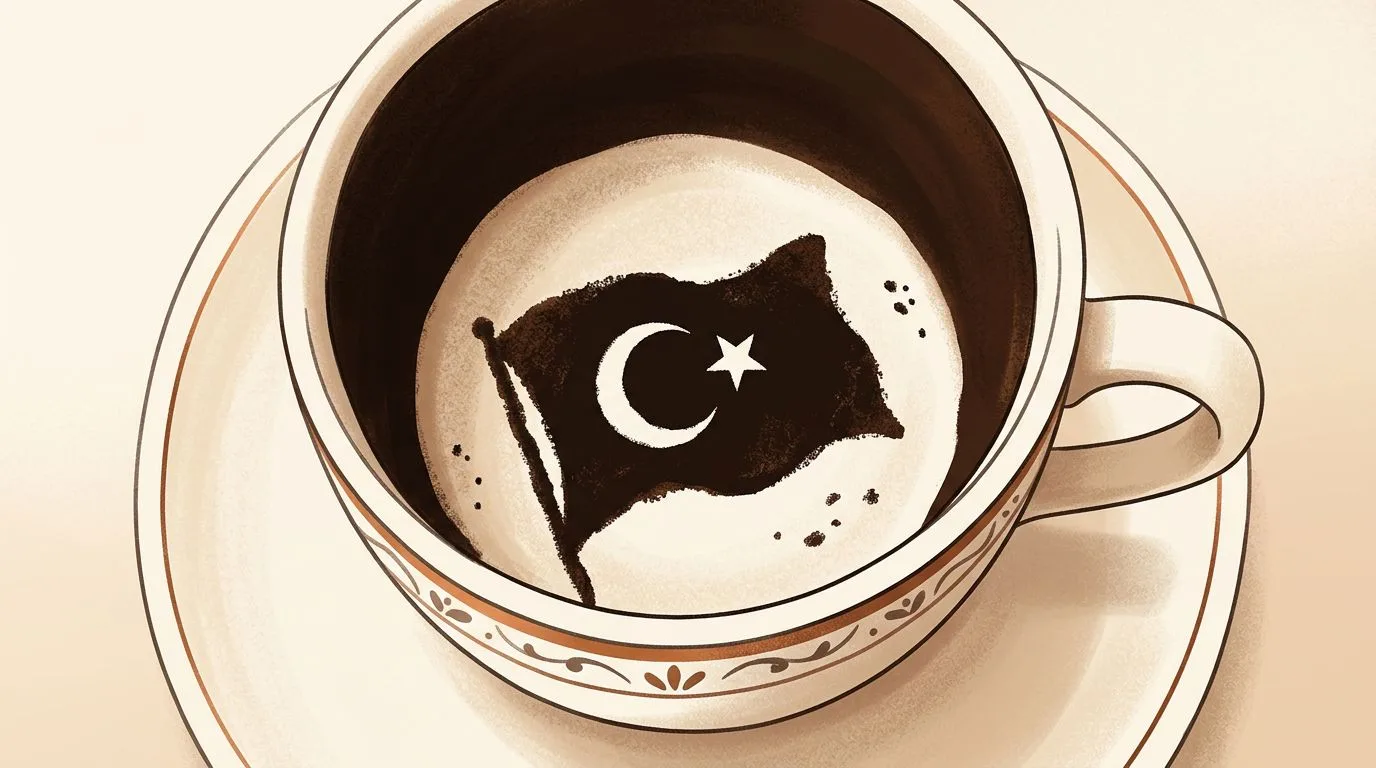 Türk kahvesi fincanının telvesinde beliren Bayrak şekli