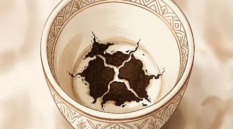 Türk kahvesi fincanının telvesinde beliren Çatlak şekli