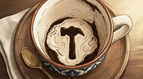 Türk kahvesi fincanının telvesinde beliren Çekiç şekli