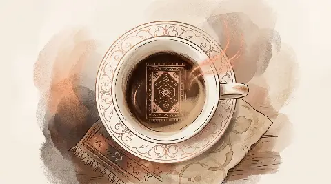 Türk kahvesi fincanının telvesinde beliren Halı şekli