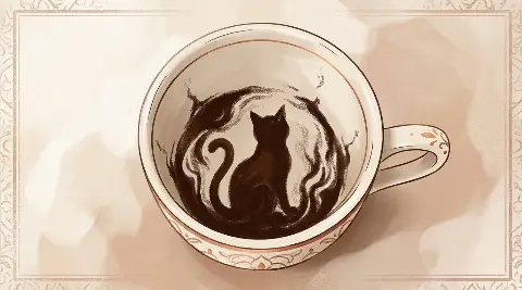 Türk kahvesi fincanının telvesinde beliren Kedi şekli
