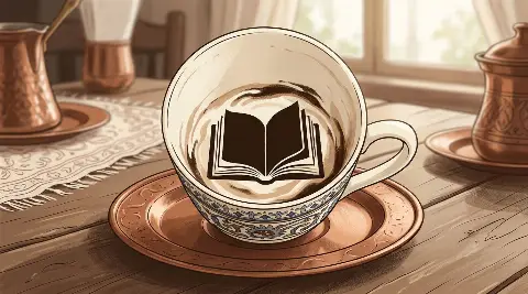 Türk kahvesi fincanının telvesinde beliren Kitap şekli