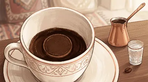 Türk kahvesi fincanının telvesinde beliren Para şekli