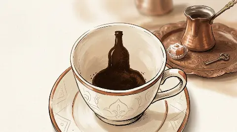 Türk kahvesi fincanının telvesinde beliren Şişe şekli