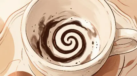 Türk kahvesi fincanının telvesinde beliren Spiral şekli