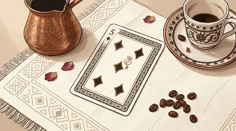 Katina falında Karo Beşlisi kartının görseli