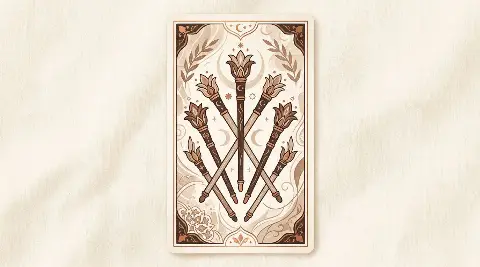 Asa Altılısı tarot kartının sembolik illüstrasyonu
