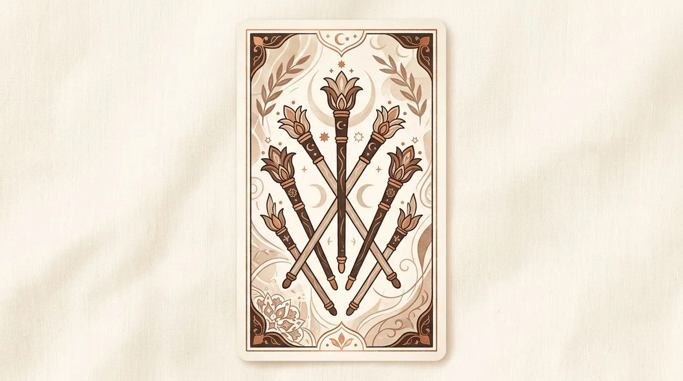 Asa Altılısı tarot kartının sembolik illüstrasyonu