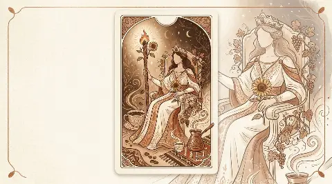 Asa Kraliçesi tarot kartının sembolik illüstrasyonu