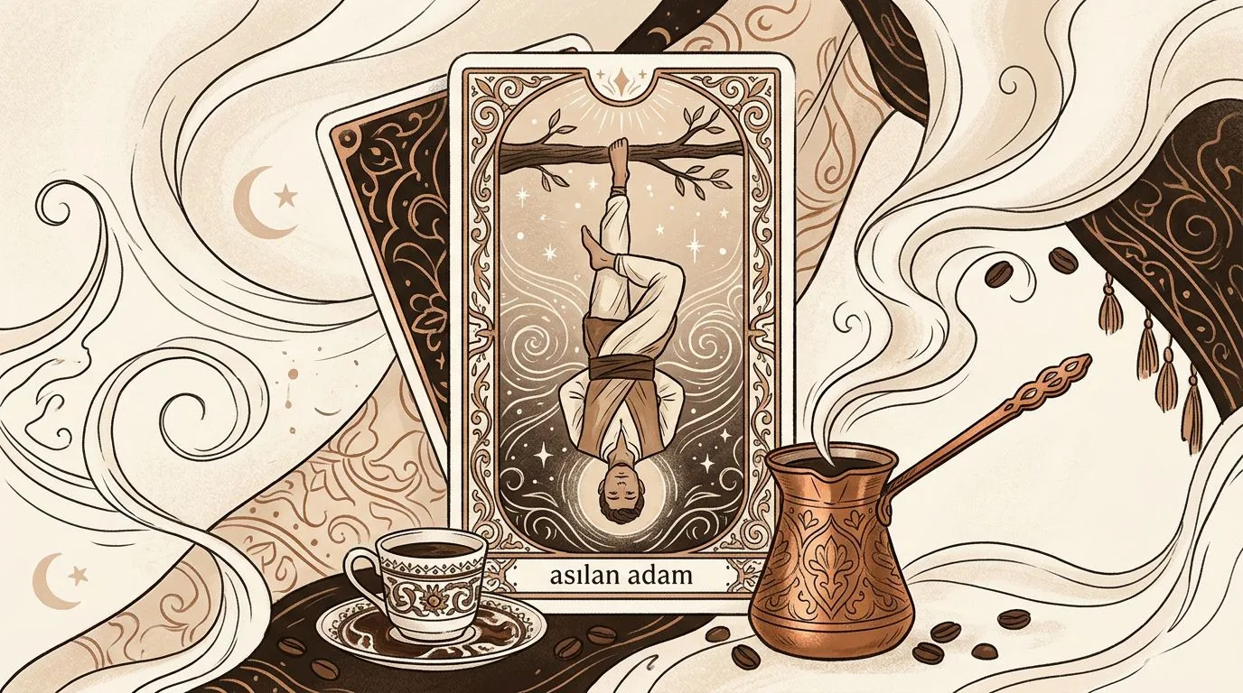 Asılan Adam tarot kartının sembolik illüstrasyonu