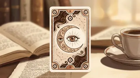 Ay tarot kartının sembolik illüstrasyonu