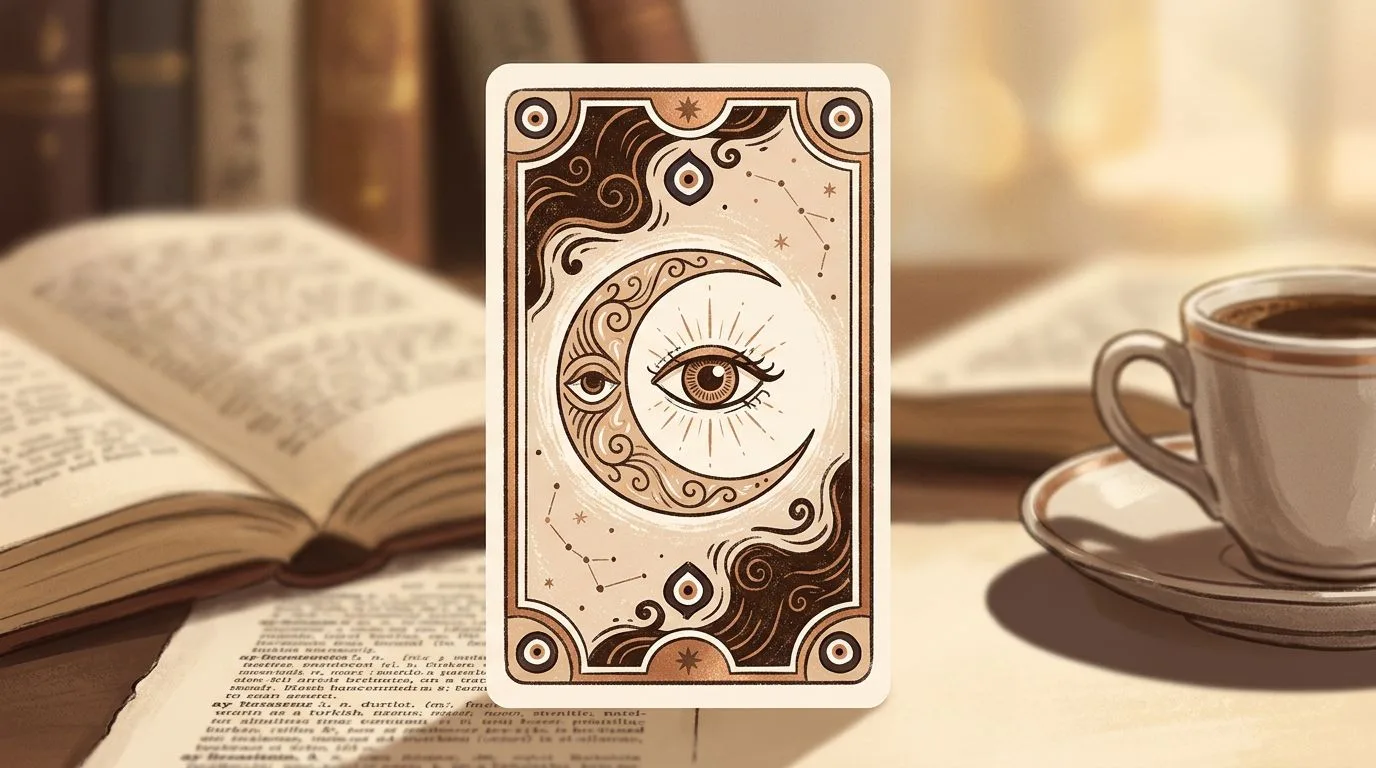 Ay tarot kartının sembolik illüstrasyonu