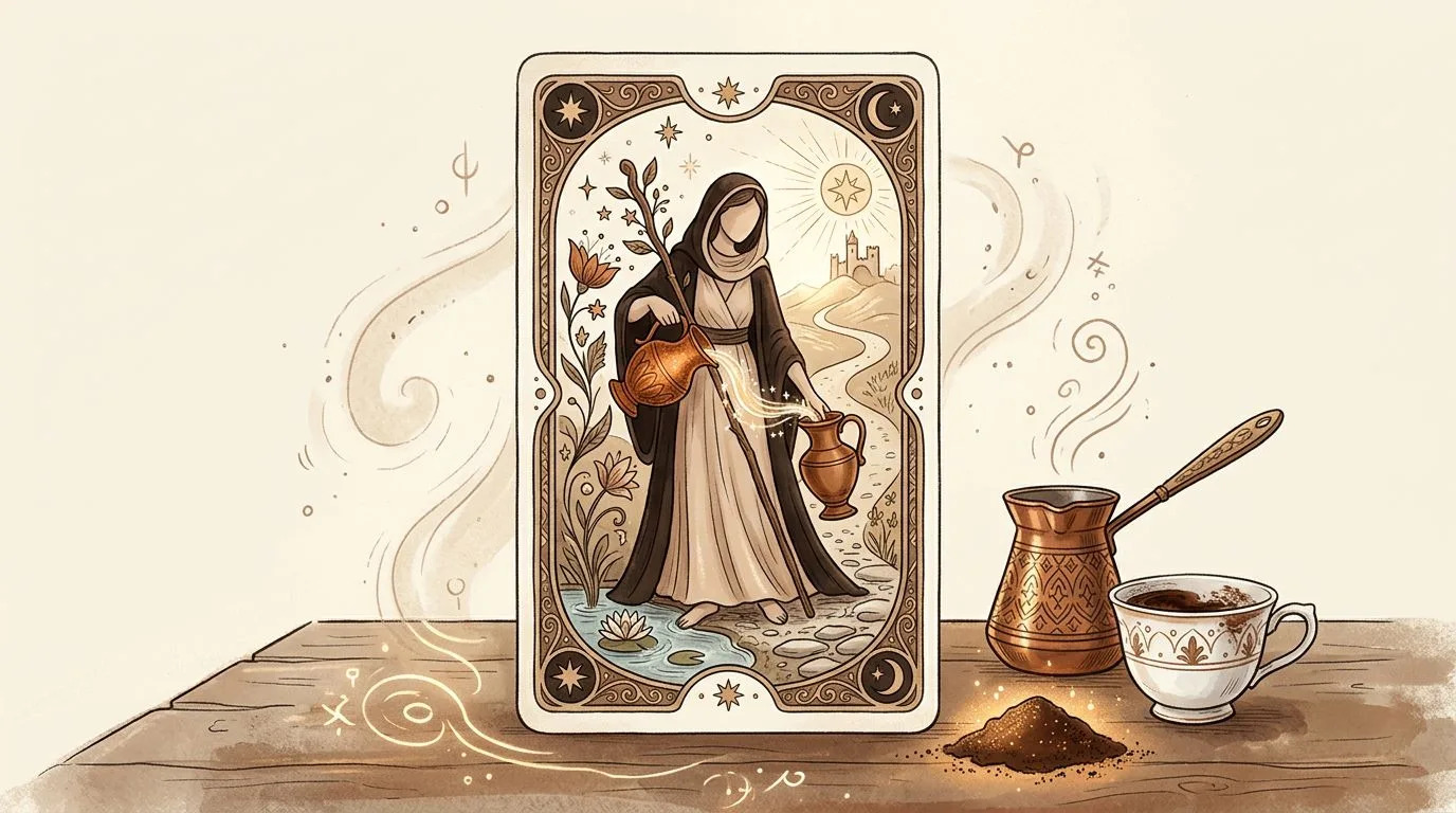 Denge tarot kartının sembolik illüstrasyonu