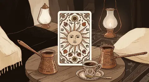 Güneş tarot kartının sembolik illüstrasyonu