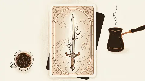 Kılıç Ası tarot kartının sembolik illüstrasyonu