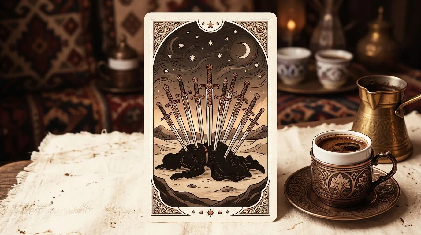 Kılıç Onlusu tarot kartının sembolik illüstrasyonu
