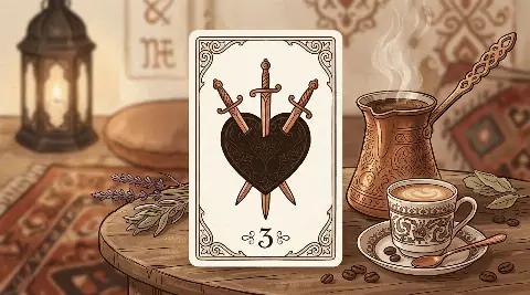 Kılıç Üçlüsü tarot kartının sembolik illüstrasyonu