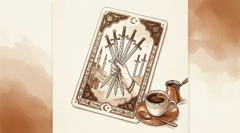 Kılıç Yedilisi tarot kartının sembolik illüstrasyonu