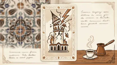 Kule tarot kartının sembolik illüstrasyonu