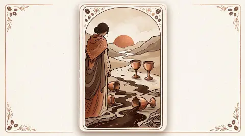 Kupa Beşlisi tarot kartının sembolik illüstrasyonu