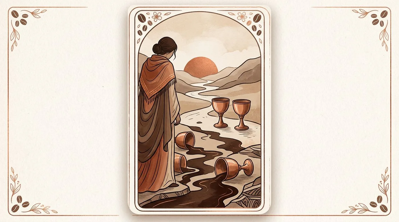Kupa Beşlisi tarot kartının sembolik illüstrasyonu