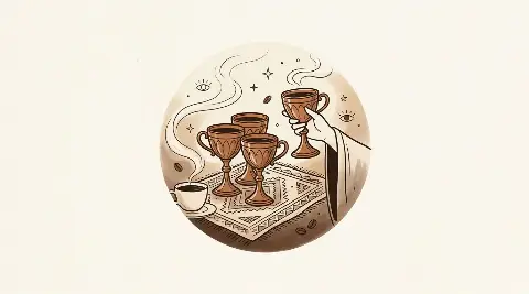 Kupa Dörtlüsü tarot kartının sembolik illüstrasyonu