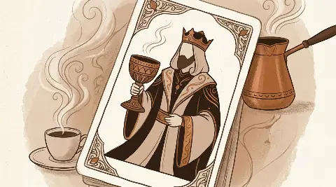 Kupa Kralı tarot kartının sembolik illüstrasyonu