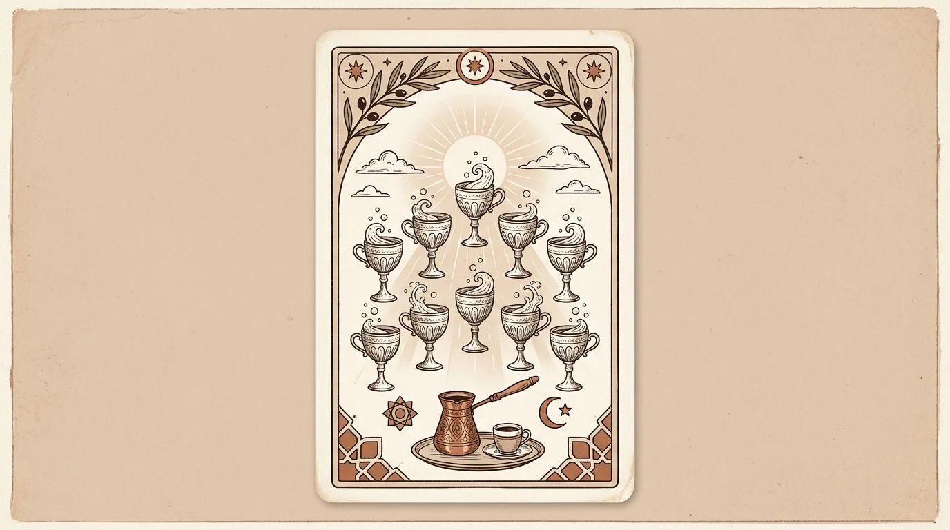 Kupa Onlusu tarot kartının sembolik illüstrasyonu