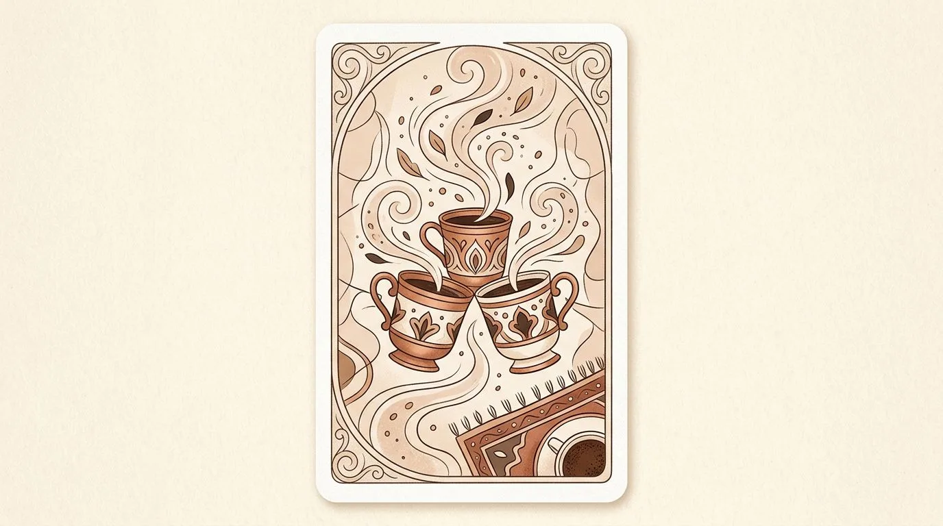 Kupa Üçlüsü tarot kartının sembolik illüstrasyonu