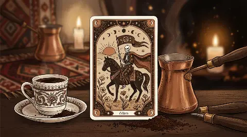 Ölüm tarot kartının sembolik illüstrasyonu