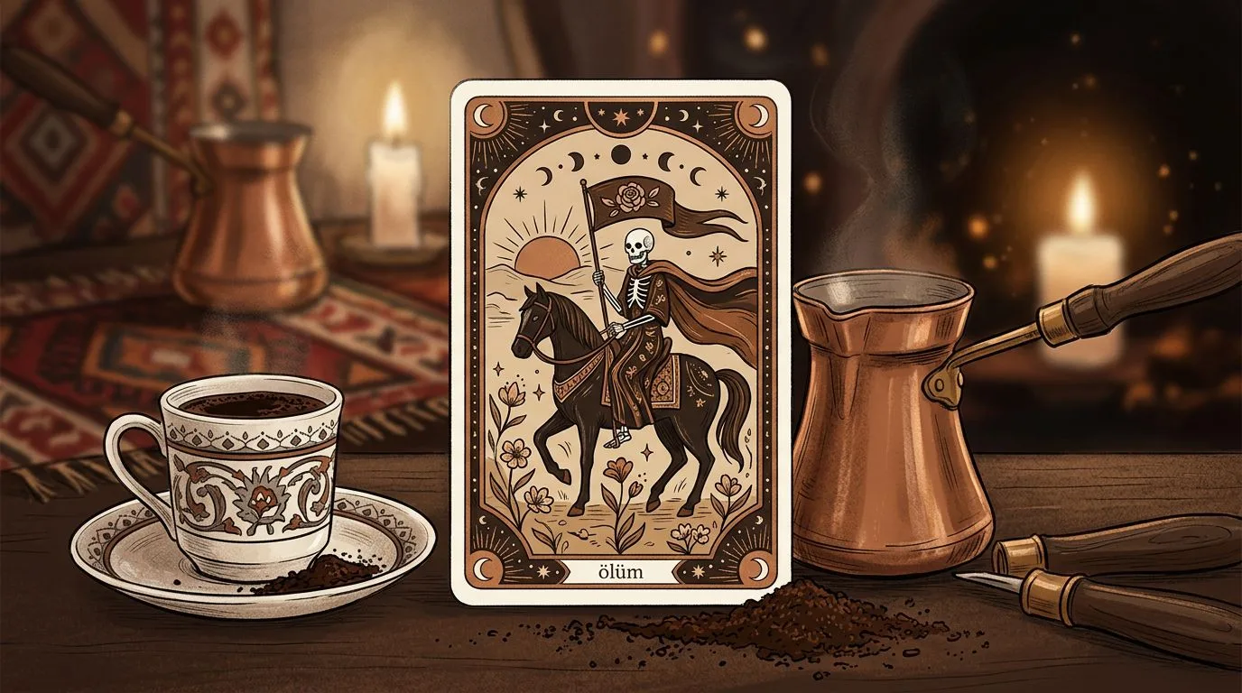 Ölüm tarot kartının sembolik illüstrasyonu
