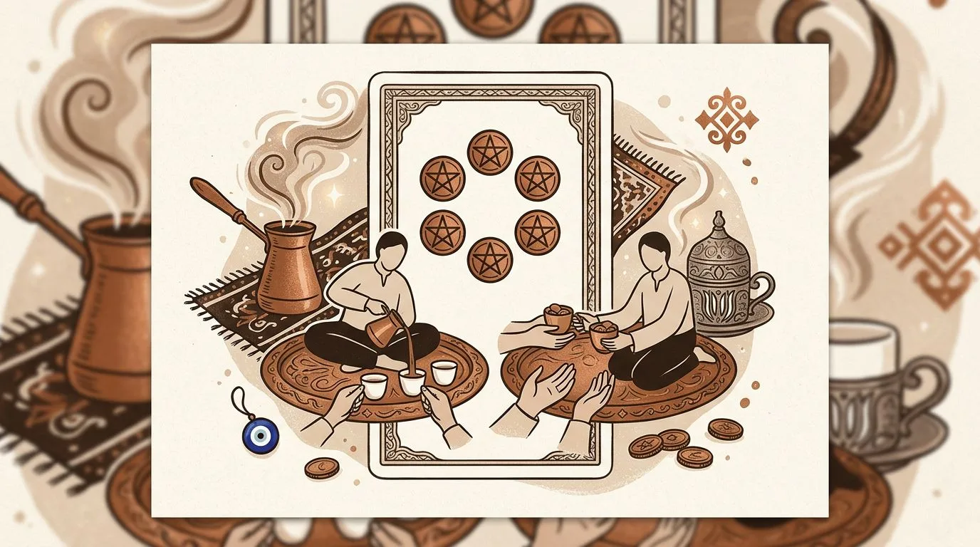 Tılsım Altılısı tarot kartının sembolik illüstrasyonu