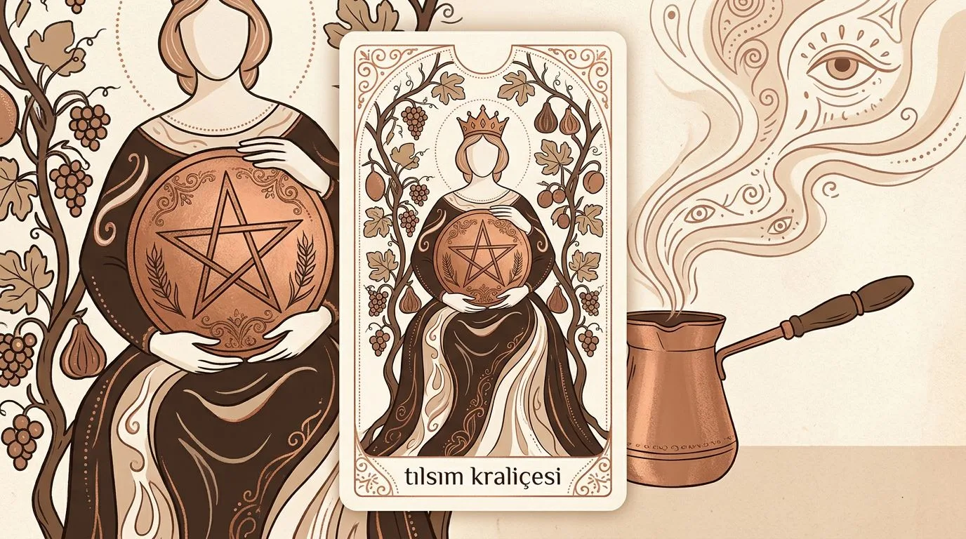 Tılsım Kraliçesi tarot kartının sembolik illüstrasyonu