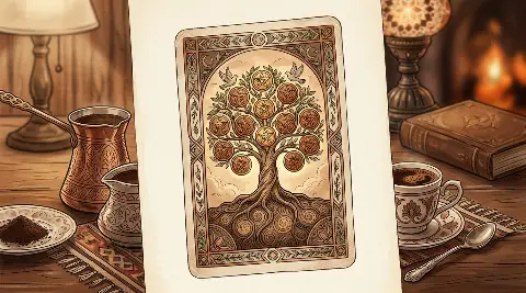 Tılsım Onlusu tarot kartının sembolik illüstrasyonu