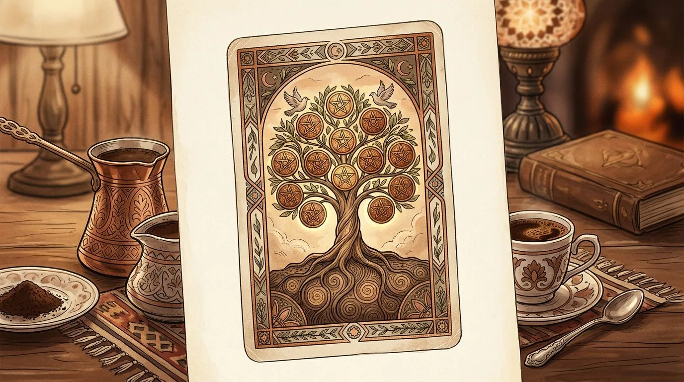 Tılsım Onlusu tarot kartının sembolik illüstrasyonu