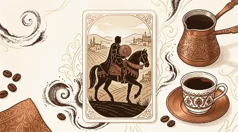 Tılsım Şövalyesi tarot kartının sembolik illüstrasyonu