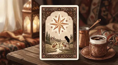 Yıldız tarot kartının sembolik illüstrasyonu